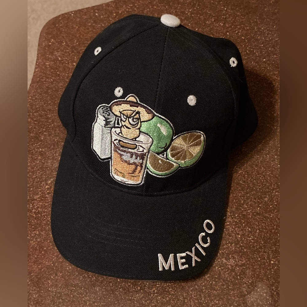 Celbros Mexico cap with Tequila shot, limes and salt
